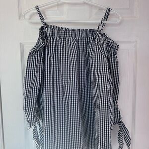 Chic Gingham Off-Shoulder Blouse